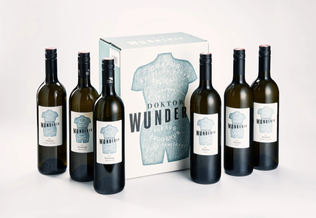 Sechs Flaschen Wein Dr. Wunderer